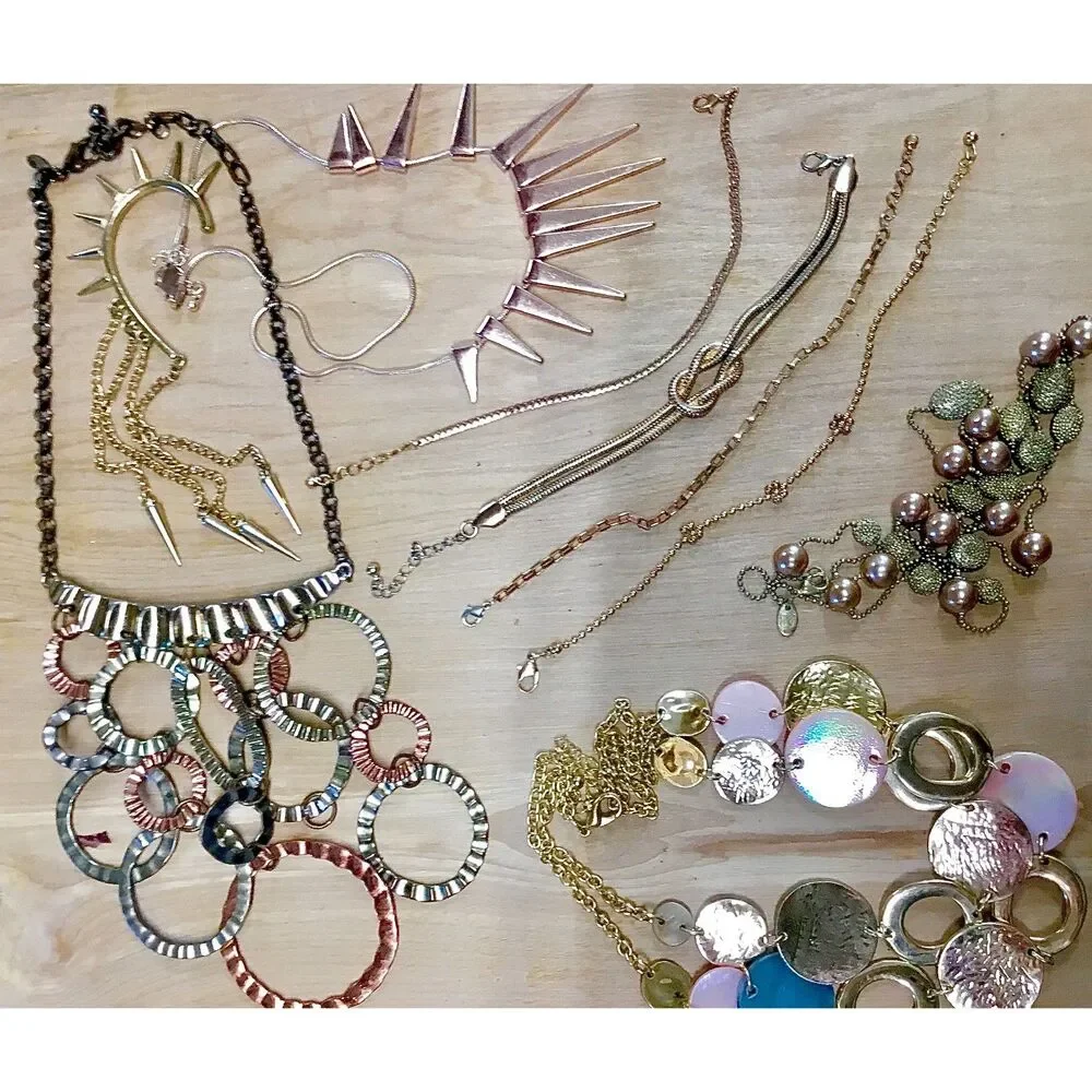 Chunky Gold Tone Slightly Punk, Perfect for Work Curated Jewelry Bundle